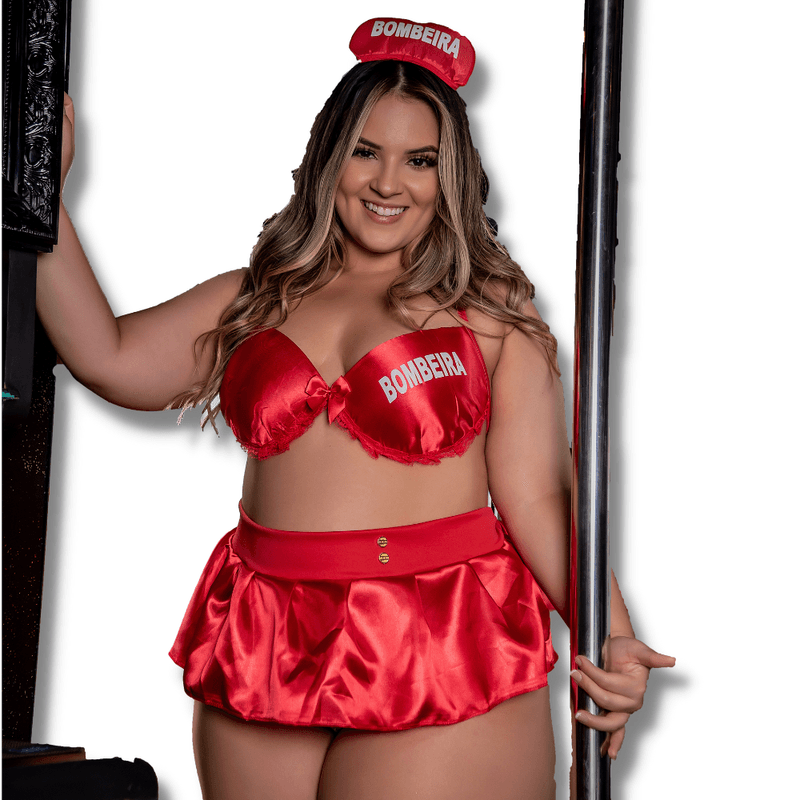 Fantasia Sexy Plus Size Com Bojo Bombeira Custa Pouco Seduzir 7751